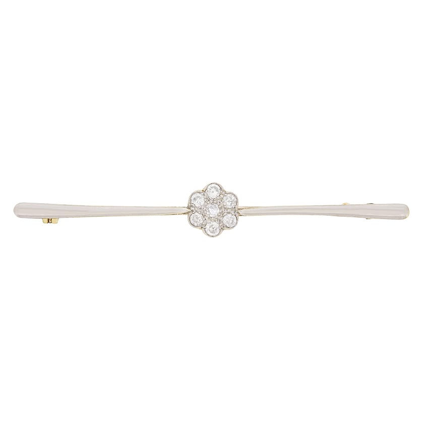 Edwardian Old Cut Diamond Daisy Brooch, c.1910s