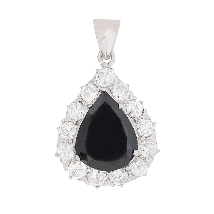 Contemporary 2.53 Carat Black Diamond With Halo Pendant