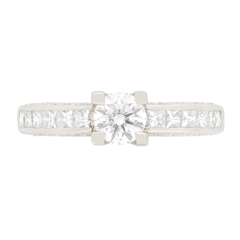 Contemporary 0.45ct Diamond Solitaire Engagement Ring with Set Shoulders