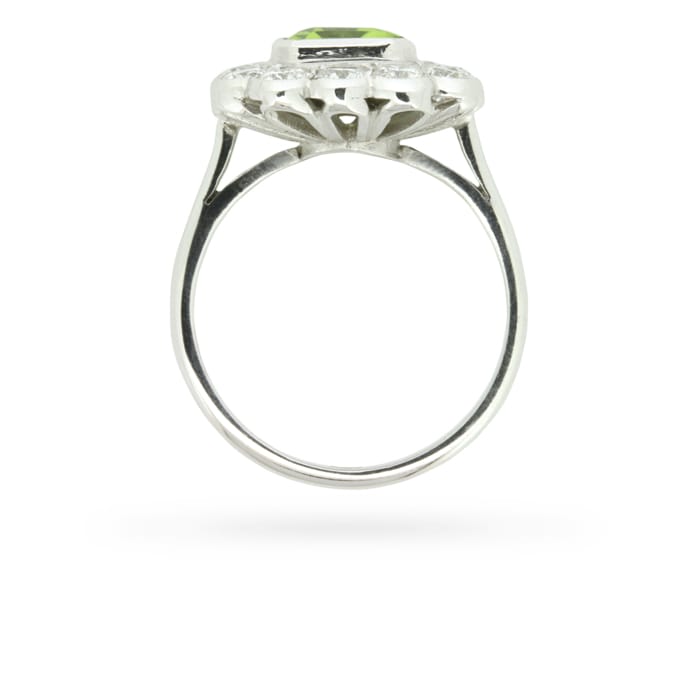 Peridot and Diamond Halo Ring, Circa 1980s