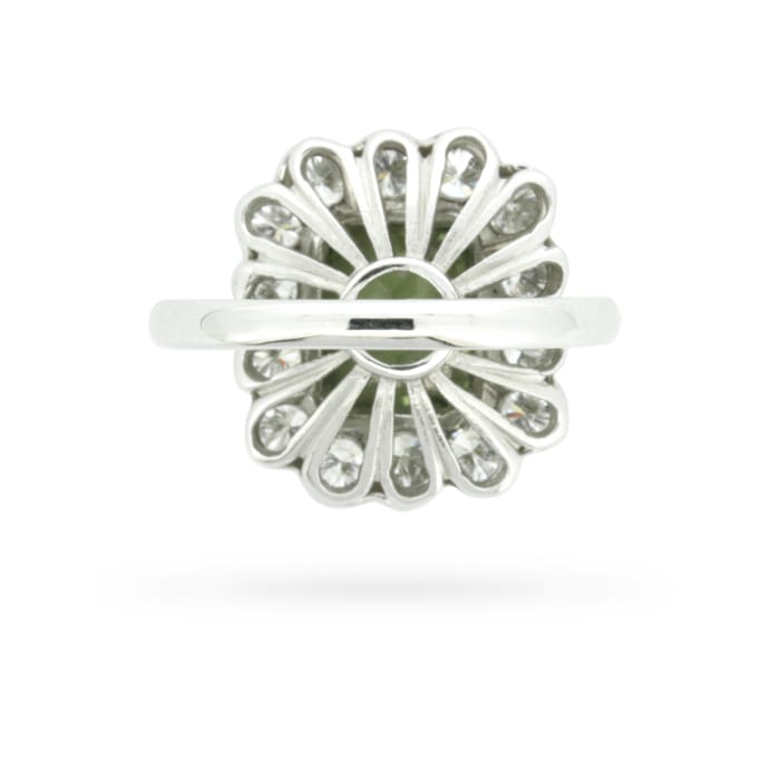 Peridot and Diamond Halo Ring, Circa 1980s