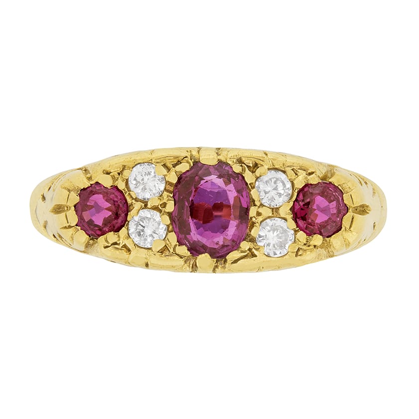 Vintage Victorian-Inspired Garnet and Diamond Cluster Ring, c.1989