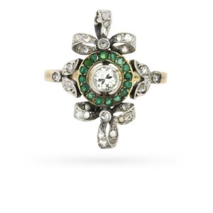 Edwardian Era Diamond and Emerald Ring
