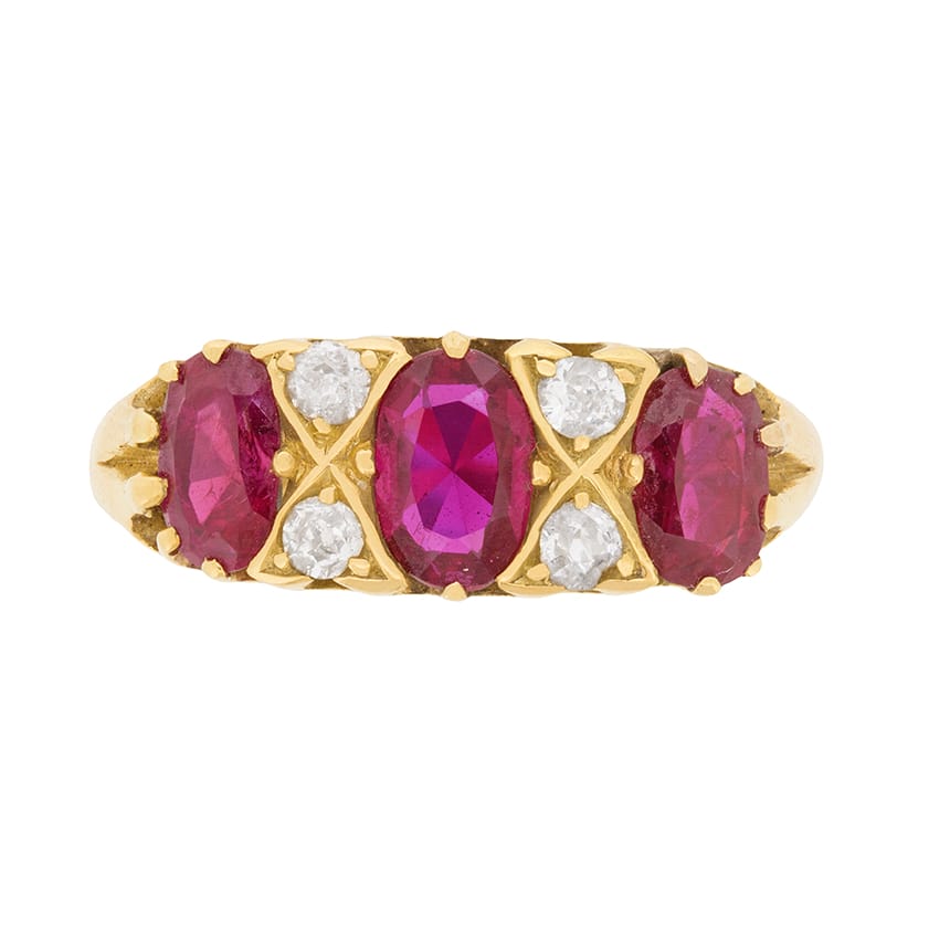 Vintage Ruby and Diamond Ring, c.1970s