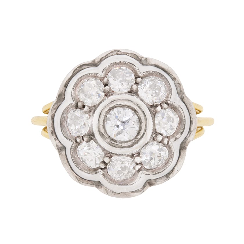 Vintage 1.05ct Diamond Daisy Cluster Ring, c.1920s