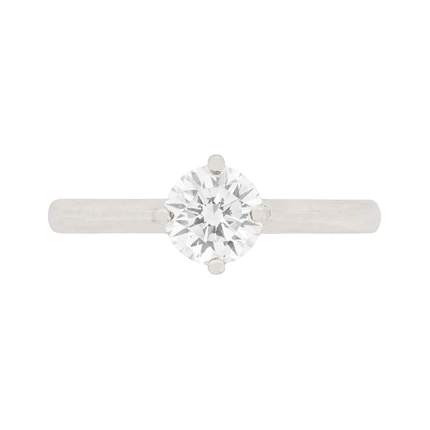 Contemporary 0.64ct Round Brilliant Cut Diamond Solitaire Engagement Ring