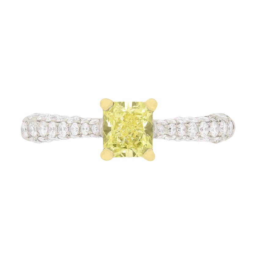 Modern GIA Certified Fancy Colour Yellow Diamond Solitaire Engagement Ring