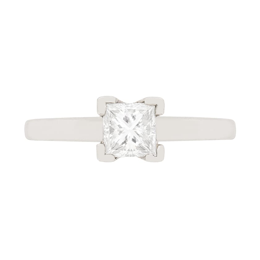 Contemporary 0.40ct Princess Cut Diamond Solitaire Engagement Ring
