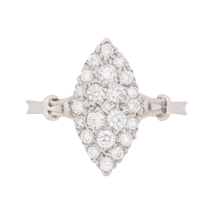 Vintage Marquise-Shaped Diamond Cluster Ring, c.1970s