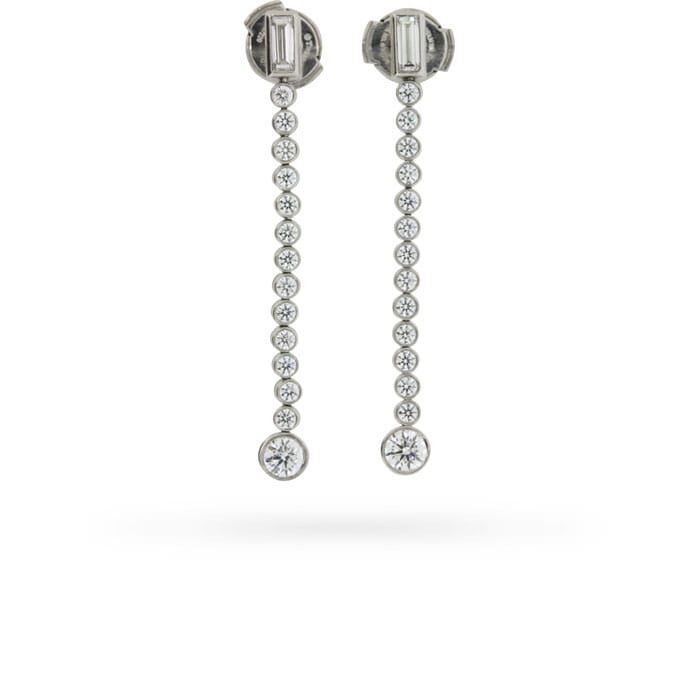 Diamond Cascading Round Rubover Drop Earrings