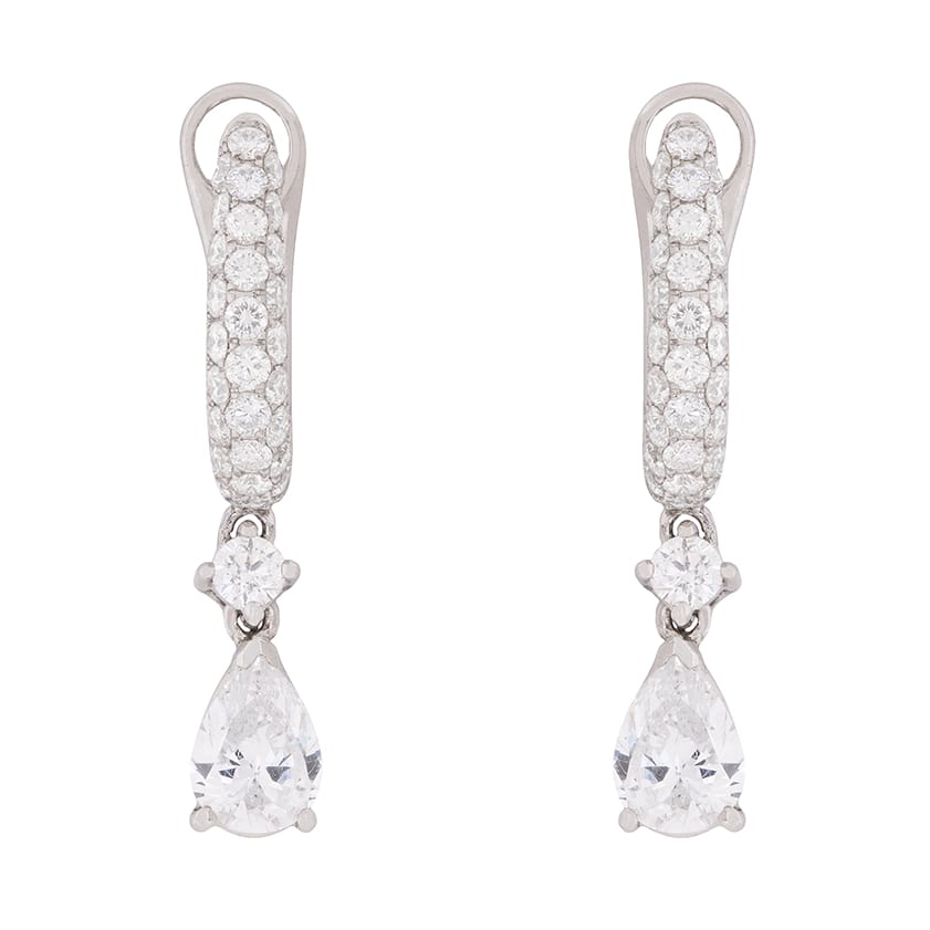 Contemporary 1.95ct Diamond Drop Earrings
