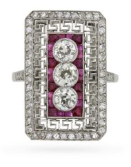 Art Deco Diamond and Ruby Ring, Circa 1920s