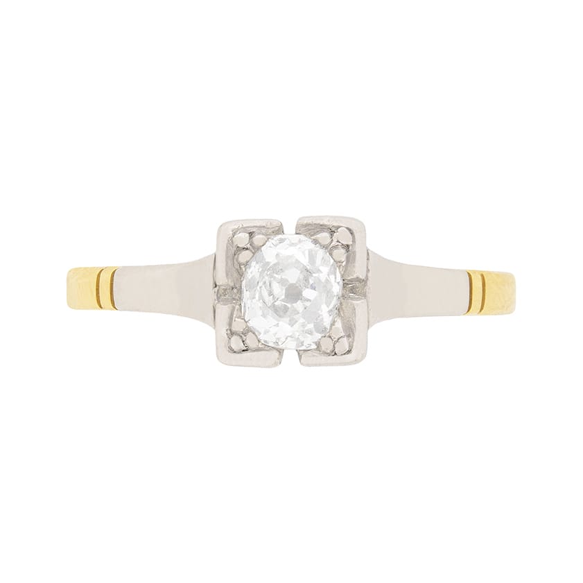 Edwardian 0.40ct Old Cut Diamond Solitaire Engagement Ring, c.1910s