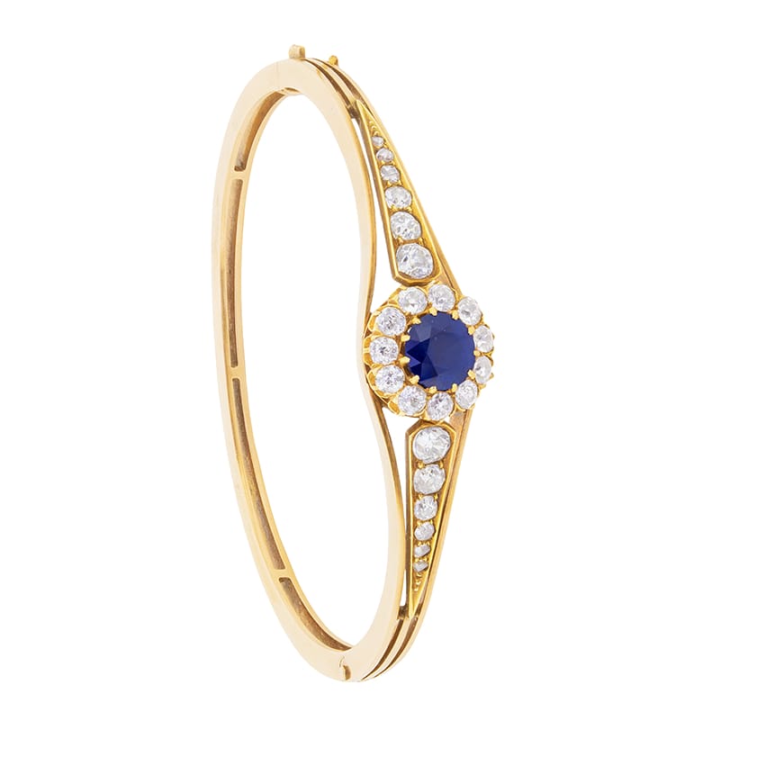 Late Victorian Sapphire and Diamond Bangle Bracelet, c