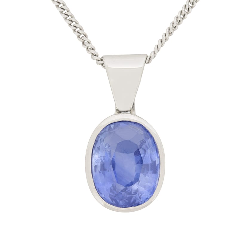 Contemporary 2.59ct Sapphire Pendant and Chain