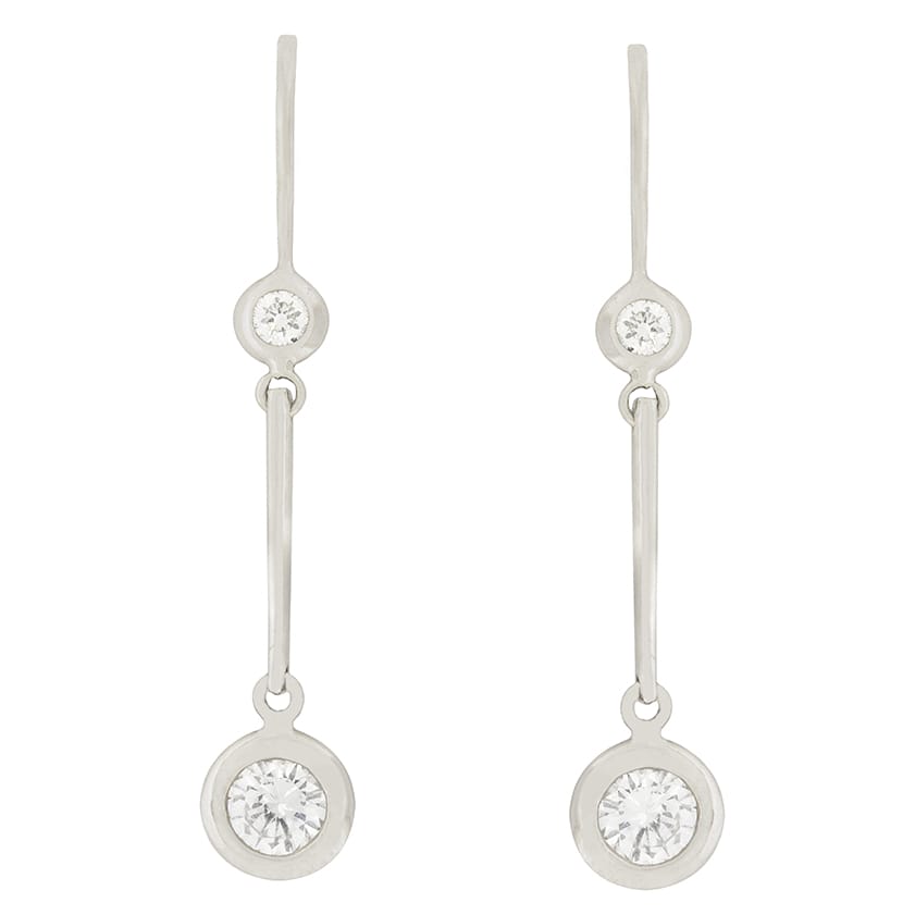 Contemporary 1.00ct Diamond Drop Earrings