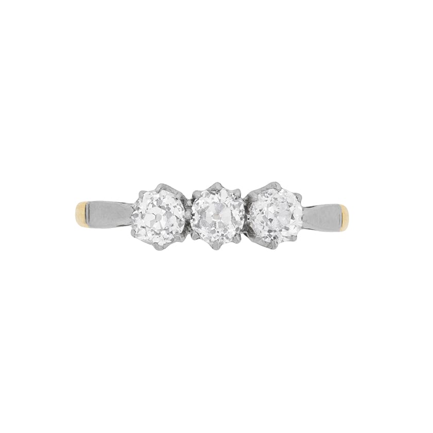 Edwardian Three Stone Diamond Engagement Ring, c.1910