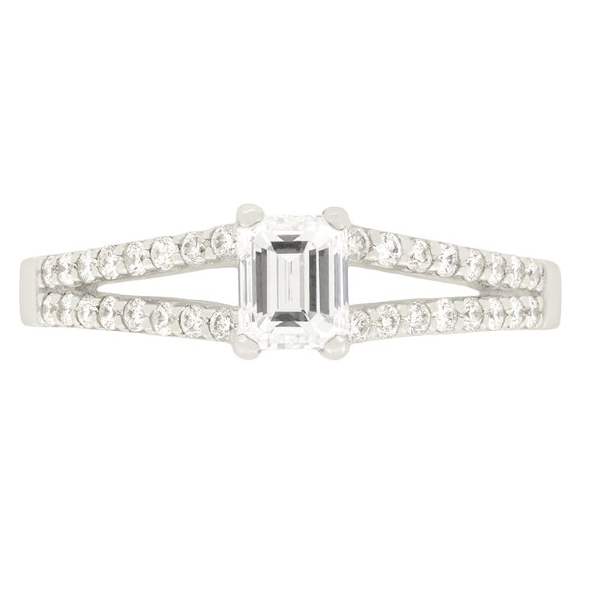 Contemporary 0.50ct Emerald Cut Diamond Engagement Ring