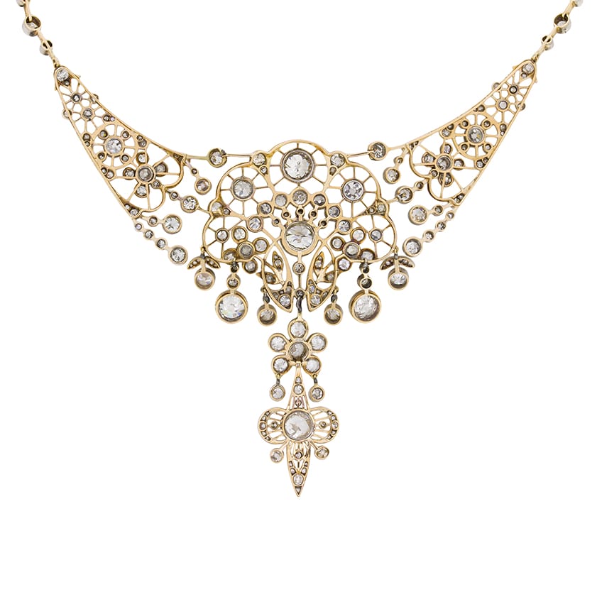 Victorian 40.00ct Diamond Necklace and Earring Set c.1880s