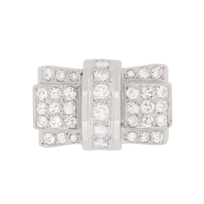 Art Deco Diamond Bow Cocktail Ring, c.1920s