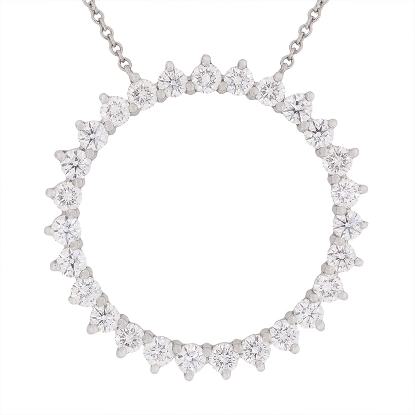 Tiffany & Co. Tiffany Victoria® diamond vine circle pendant in platinum,  large Necklaces | Heathrow Reserve & Collect