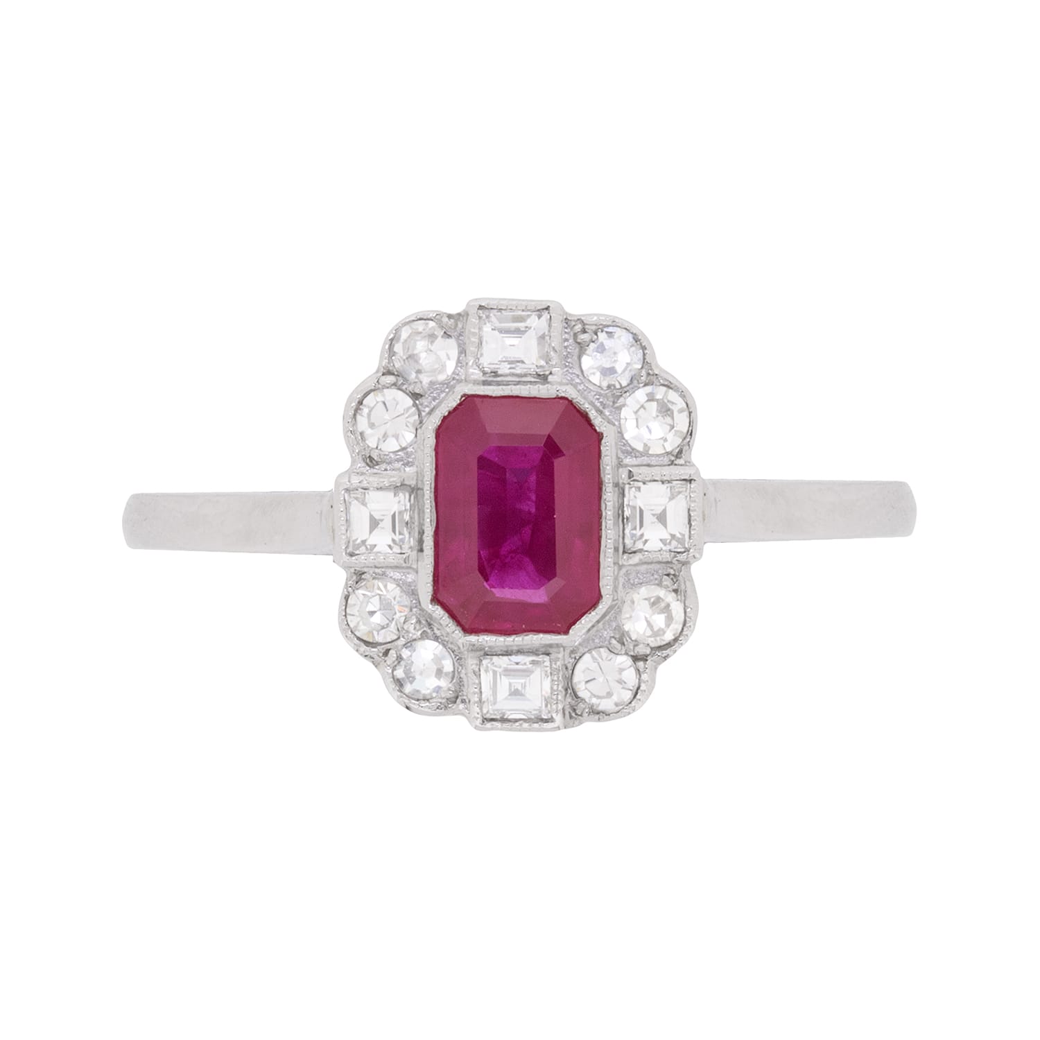 Vintage 0.65ct Ruby and Diamond Cluster Ring, c.1950s