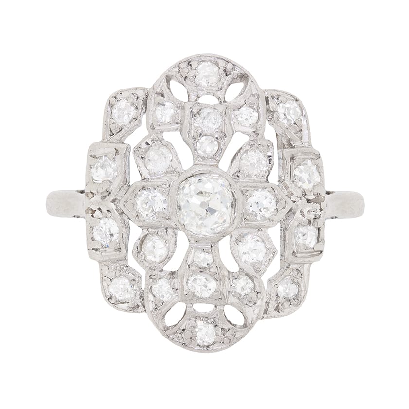 Art Deco Diamond Cluster Ring, c.1920s