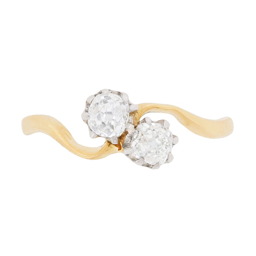 Edwardian Two Stone Twist Ring, c.1910