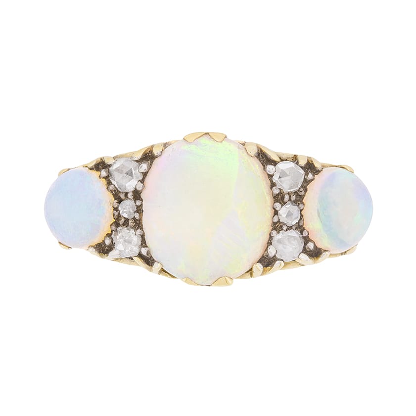 Victorian 1.60ct Opal and Diamond Ring, c.1900s