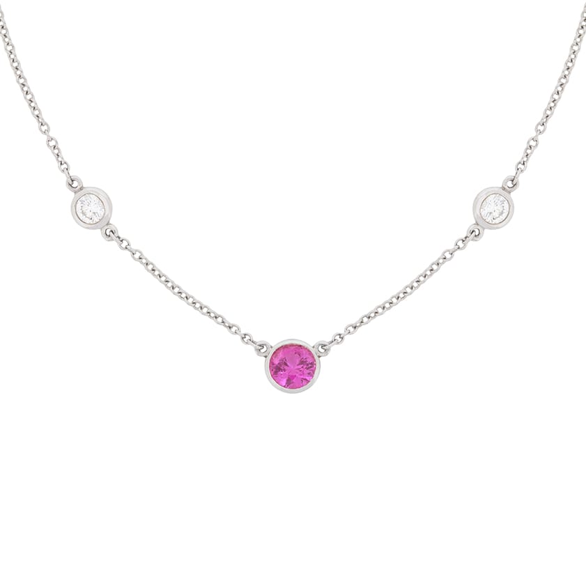Tiffany & Co. Platinum, Pink Sapphire And Diamond Station Necklace  Available For Immediate Sale At Sotheby's