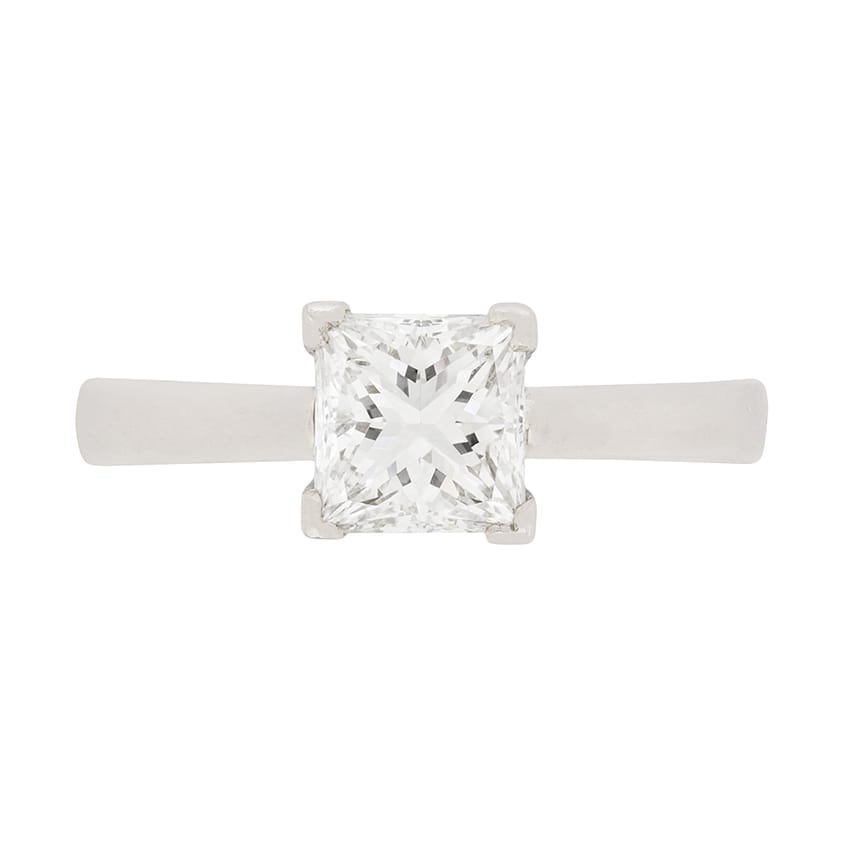 Contemporary 0.78ct Princess Cut Diamond Solitaire Engagement Ring