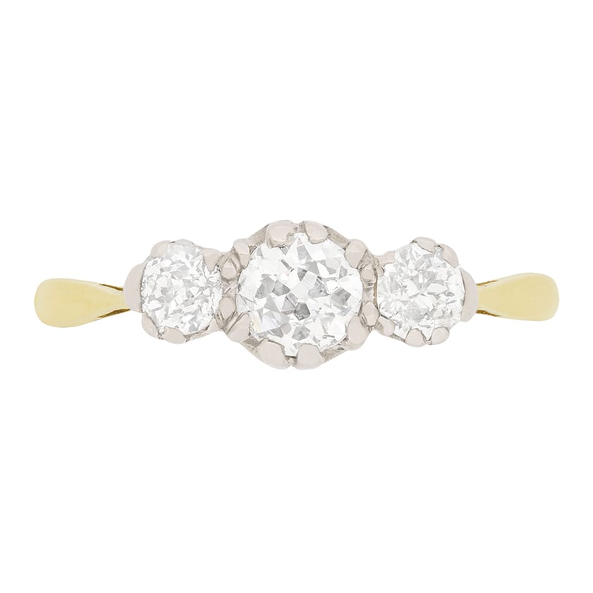 Edwardian 1.00ct Diamond Three Stone Ring, c.1910