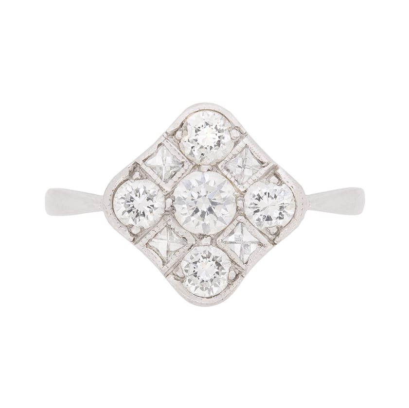 Late Deco 0.80ct Diamond Cluster Ring, c.1940s