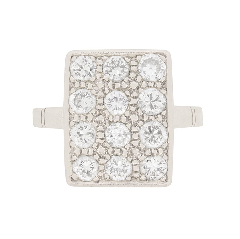 Late Deco Diamond Cluster Ring, c.1940s