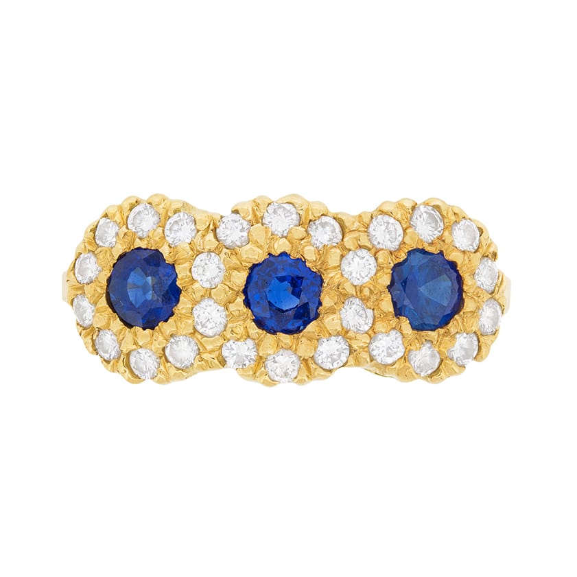 Vintage Sapphire and Diamond Cluster Ring, c.1970s