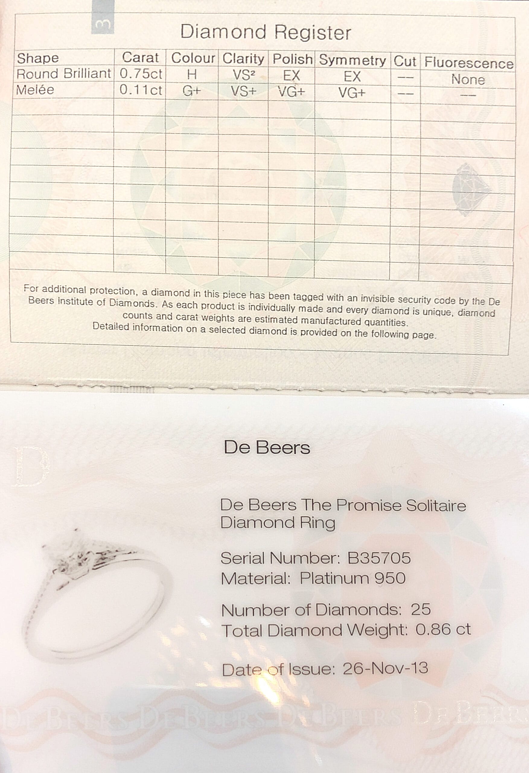 Diamond ring certificate hot sale of authenticity