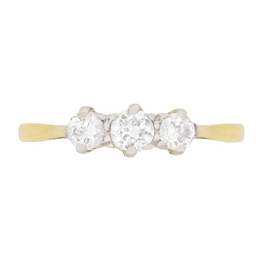 Edwardian Diamond Three Stone Engagement Ring, c.1910