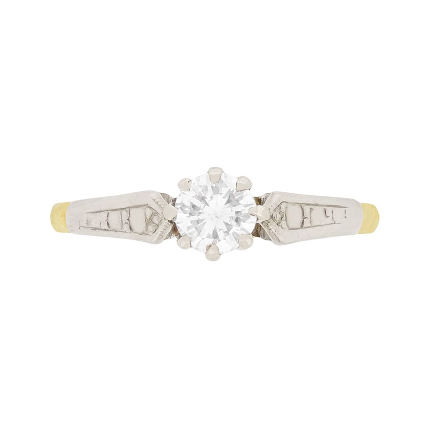 Late Deco Diamond Solitaire Engagement Ring, c.1940s
