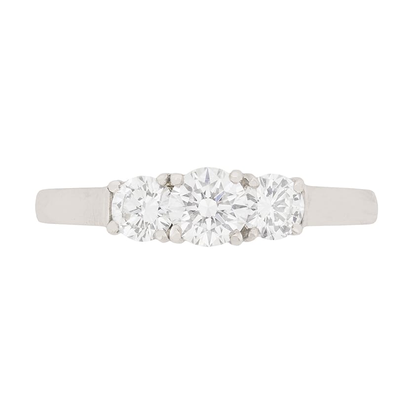 Contemporary Three Stone Diamond Engagement Ring