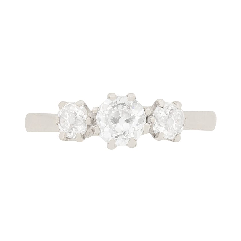 Art Deco 1.00ct Diamond Three Stone Engagement Ring, c.1920s