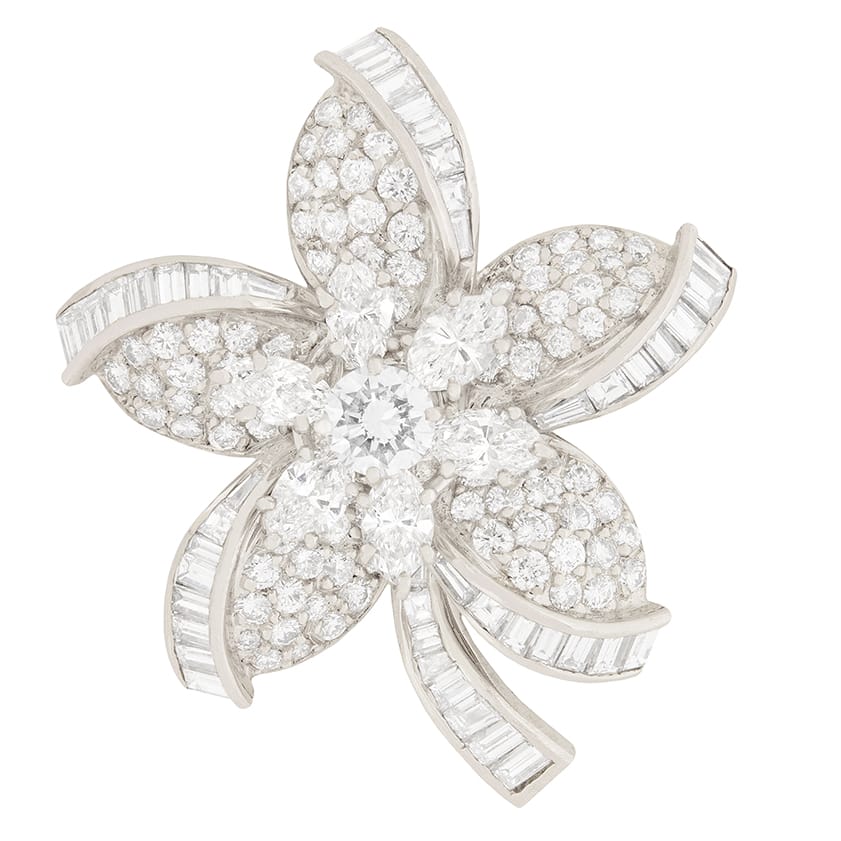 GRAFF 3.99ct Diamond Flower Necklace Brooch Farringdons Jewellery