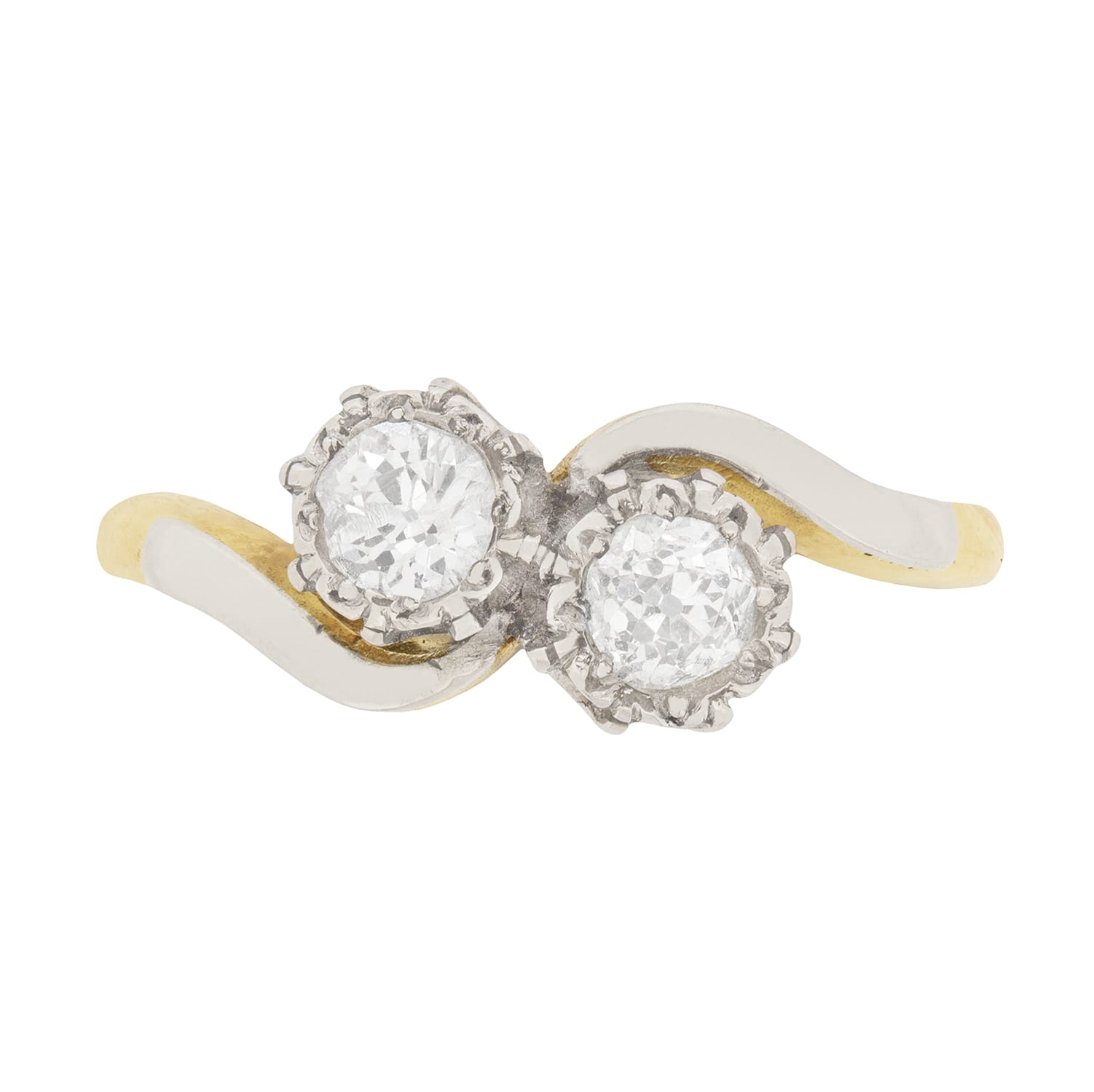 Art Deco 0.70ct Diamond Two Stone Twist Ring, c.1920s
