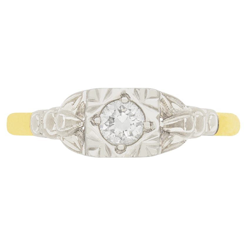 Late Art Deco 0.25ct Diamond Solitaire Engagement Ring, c.1930s