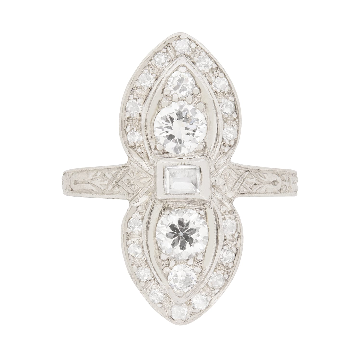 Art Deco 1.06ct Diamond Bowtie Pattern Ring, c.1920s