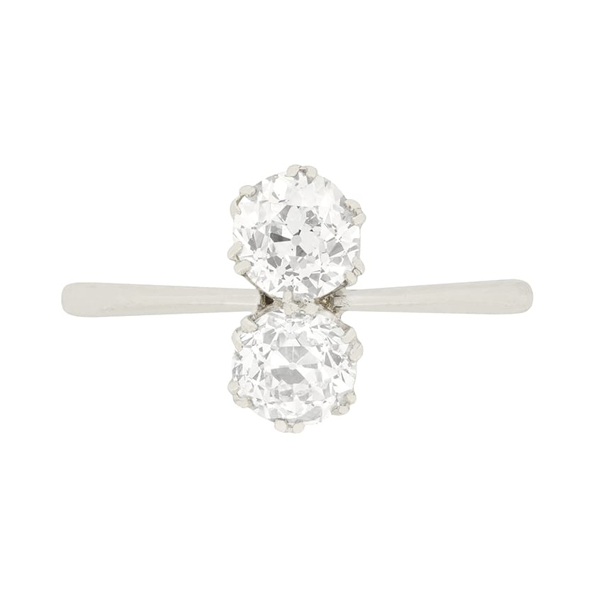 Art Deco 1.00ct Diamond Two Stone Ring, c.1920s