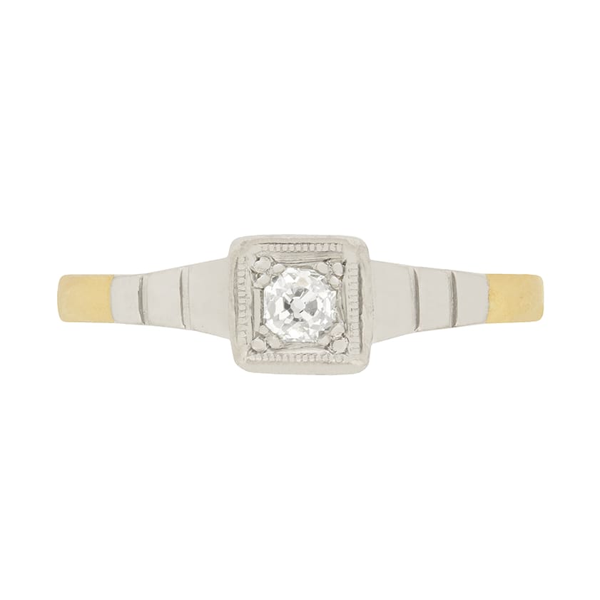 Edwardian 0.15ct Old Cut Diamond Solitaire Ring, c.1910s