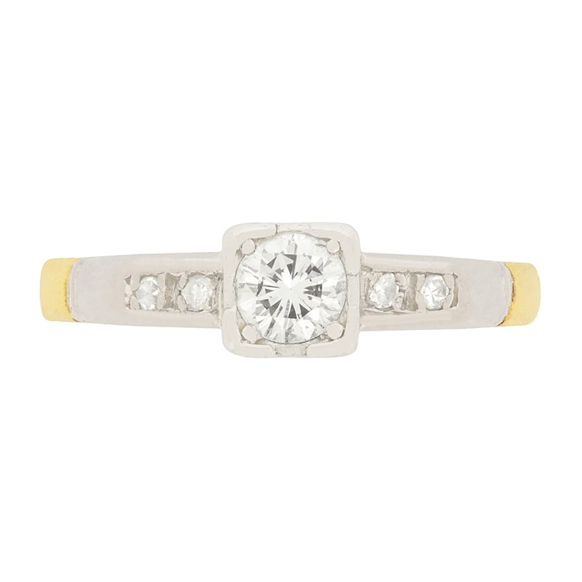 Late Deco 0.30ct Diamond Solitaire Engagement Ring, c.1940s
