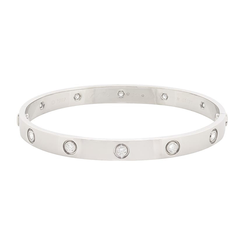 Cartier 10 Diamond Love Bracelet in White Gold Farringdons