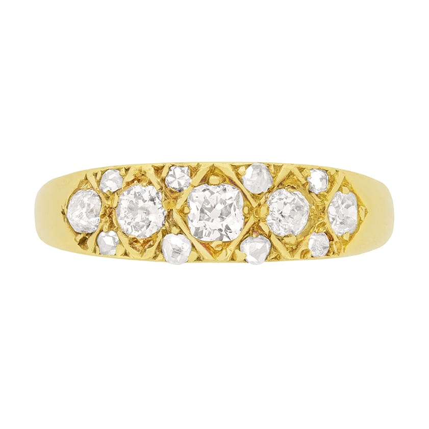 Victorian 0.85ct Diamond Five Stone Ring, c.1880s