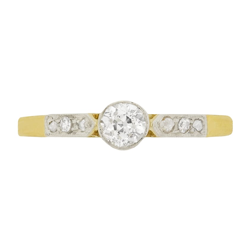 Edwardian 0.25ct Old Cut Diamond Solitaire Ring, c.1910s